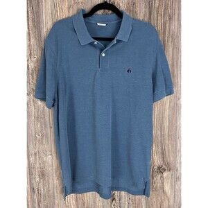 Brooks Brothers Mens L Performance Polo Shirt Blue Cotton Golf Preppy Casual‎